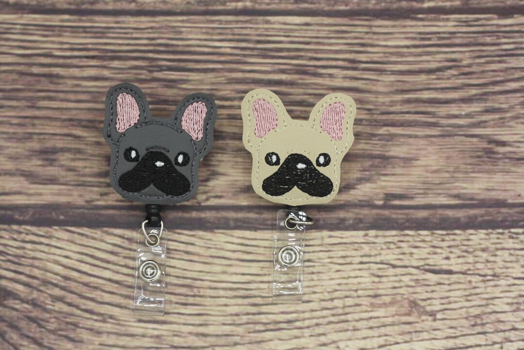 Frenchie Badge Reel French Bulldog Nurse ID Retractable Etsy