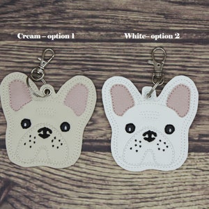 French Bulldog Keychain: Merle, Brindle, Chocolate, Tan, Pied (Airtag Compatible) image 3