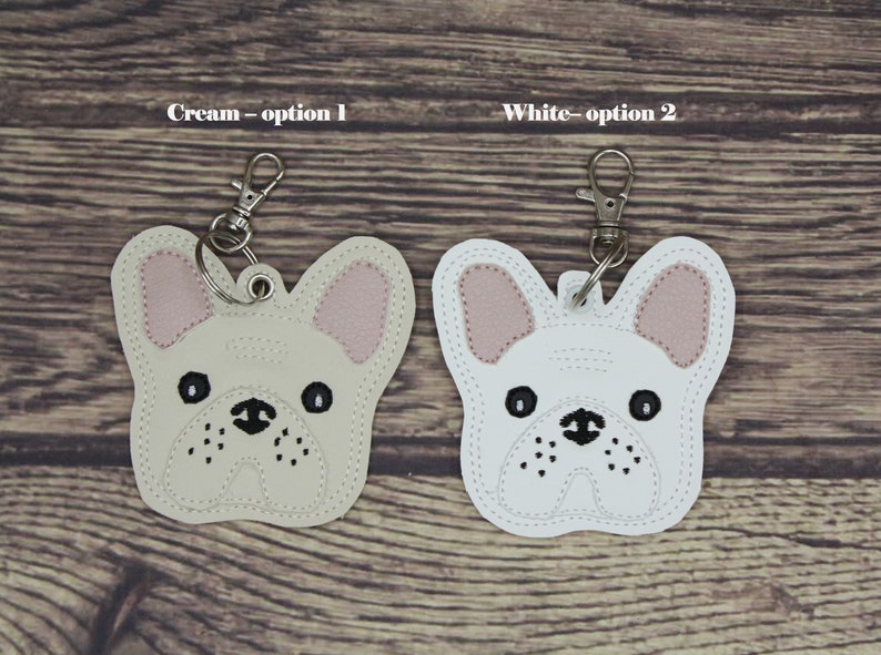 French Bulldog Keychain: Merle, Brindle, Chocolate, Tan, Pied (Airtag Compatible) image 3