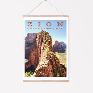 Zion National Park Art Print - Zion Angel&#39;s Landing Art Print - Zion National Park Poster - Zion Poster - Angel&#39;s Landing Poster
