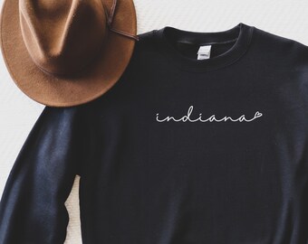Indiana Love Crewneck Sweatshirt - Indiana Shirt - Cute Indiana T-Shirt - Indiana Crewneck - Indiana Sweatshirt - Indiana State University