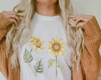 Boho Sunflower T-Shirt - Sunflower Shirt - Floral Shirt - Boho Floral T-Shirt - Flower Shirt - Boho Shirt