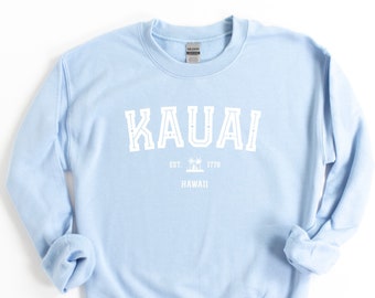 Kauai Hawaii Sweatshirt: Classic Fit Cotton-Blend Crewneck