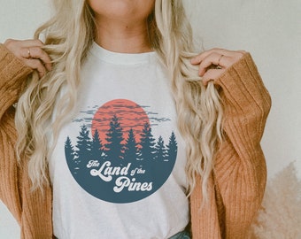 Land of the Pines Retro T-Shirt - North Carolina Shirt - NC Shirt - Land of the Pines Shirt - Retro Graphic Tee - North Carolina Gift