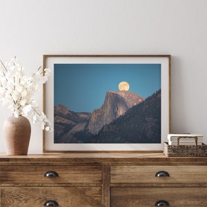 Yosemite Half Dome Art Print - Yosemite Full Moon Art Print - Yosemite Art Print - Yosemite Poster - Moon Poster - Yosemite Print