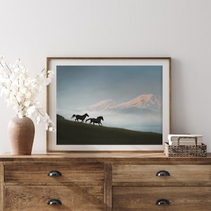 Wild Horses Mountain Art Print - Mountain Poster - Wild Horses Poster - Montana Poster - Montana Art Print - Horse Poster - Horse Art Print