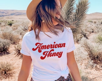 American Honey Retro T-Shirt - USA Shirt - 4th of July Tshirt - Fourth of July Shirt - America Shirt - July 4th Shirt - Red White and Blue