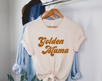 Golden Mama Retro T-Shirt - Golden Retriever Shirt - Golden Mama Shirt - Retro Dog Mom Shirt - Retro Shirt - Golden Retriever T-Shirt