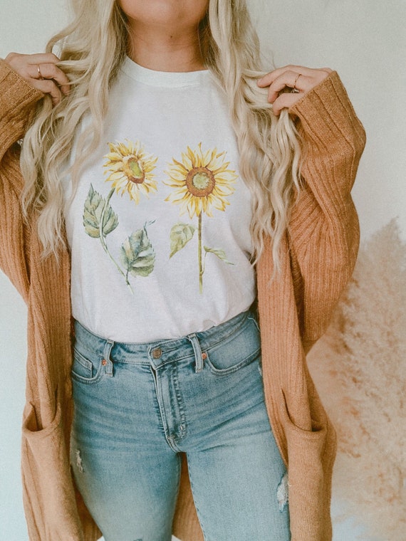 Boho Sunflower T-Shirt - Sunflower Shirt - Floral Shirt - Boho Floral T-Shirt - Flower Shirt - Boho Shirt