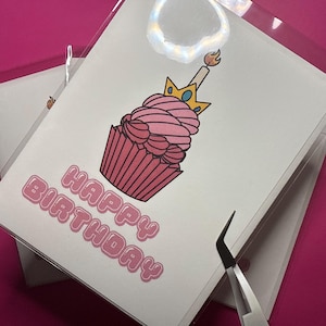 Alles Gute zum Geburtstagkarten - Geeky Geburtstagskarten, Prinzessin Peach Geburtstagskarte, Prinzessin Daisy Geburtstagskarte