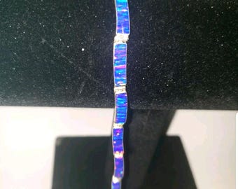 Blue Fushia Hues Fire Opal Bracelet Sterling Silver Opal Bracelet Opal Tennis Bracelet Blue Opal Bracelet Jewelry Gift For Her Opal Jewelry