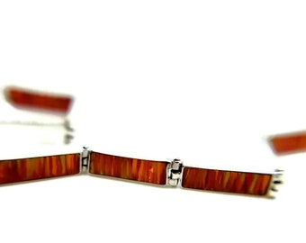 Orange Fire Opal Bracelet Sterling Silver Opal Bracelet Opal Tennis Bracelet Opal Bracelet Jewelry Gift For Her Opal Jewelry handmade