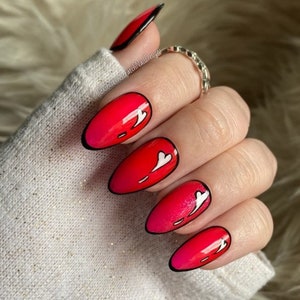 Valentines Press On Nails | Pop Art Nails | Pink Nails | Heart Nails | Neon Nails | Custom Nails | Pink Heart Nails| Made to Order