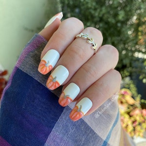 Rose Gold Pumpkin Press On Nails (Choose your Shape) | Made to Order Nails | Fall Nails | Pumpkin Nails | Autumn Nails | Pink Pumpkin Nails