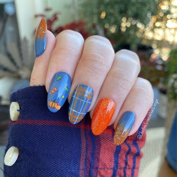Pumpkin Patch Plaid Press on Nails Made to Order Nails - Etsy