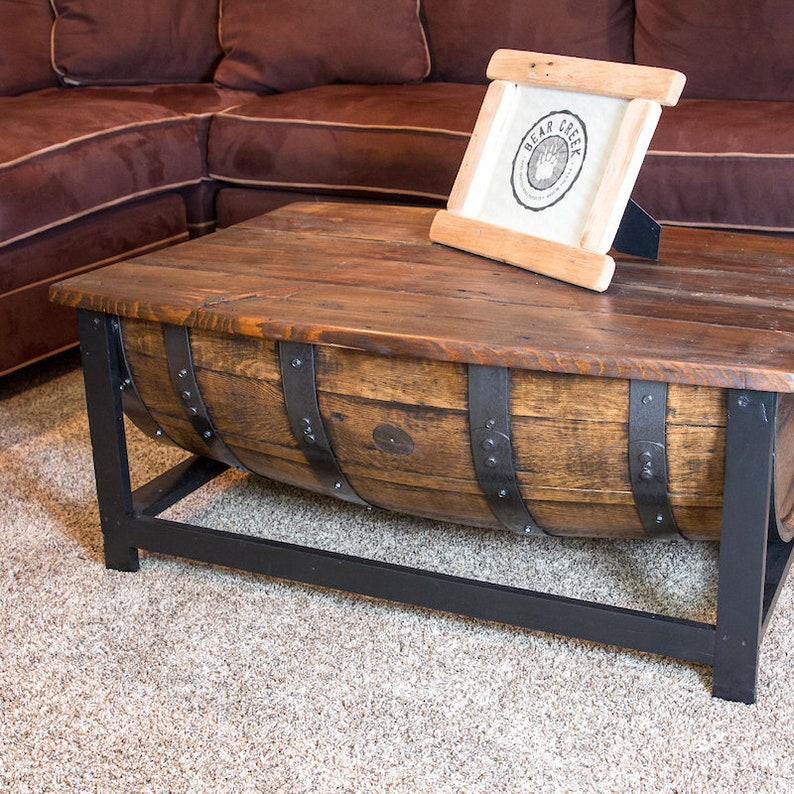 Whiskey Barrel Coffee Table Etsy