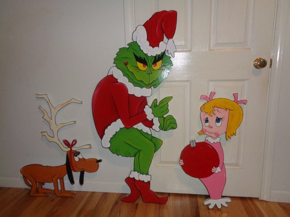 3 Piece Grinch Cindy Lou And Dog Max Christmas Lawn Yard Art Etsy