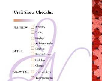 Craft Show Checklist PDF Printable