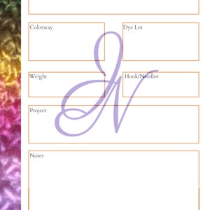 Personal Yarn Catalog Page, PDF ONLY