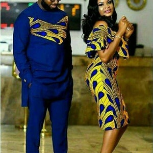 African Couple's outfit/ prom dress/ankara jacket/wedding gown/wedding suit/african men's clothing/dashiki tunic/african prom dress. image 3