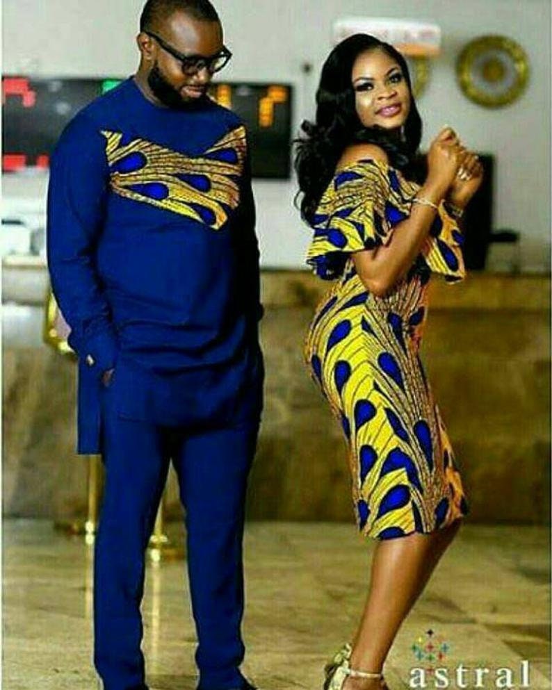 African Couple's outfit/ prom dress/ankara jacket/wedding gown/wedding suit/african men's clothing/dashiki tunic/african prom dress. image 3