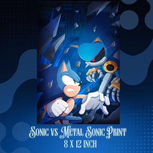 Sonic Vs Metal Sonic 8 x 12 Print
