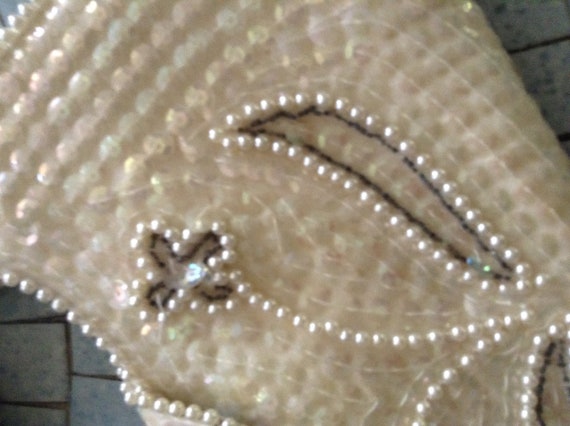 Vintage 1950s Sequined Purse With Beads - image 7