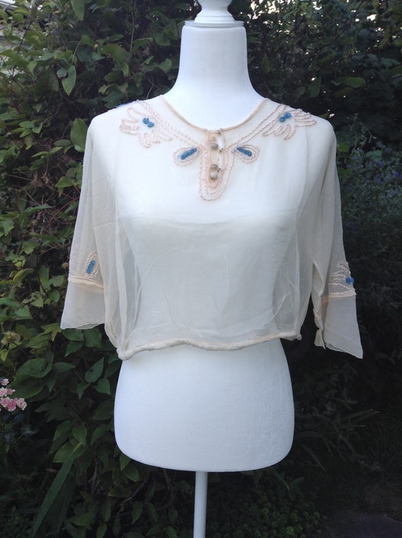 1910s Antique Vintage Edwardian Chiffon Blouse