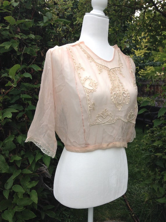 Antique Vintage 1910s Edwardian Chiffon Blouse - image 5