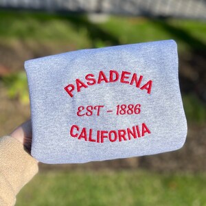 Custom Your City Embroidered Sweatshirts, Personalized Crewneck, Pasadena California Crewnecks, Town Sweatshirt, Beach Sweatshirt Island