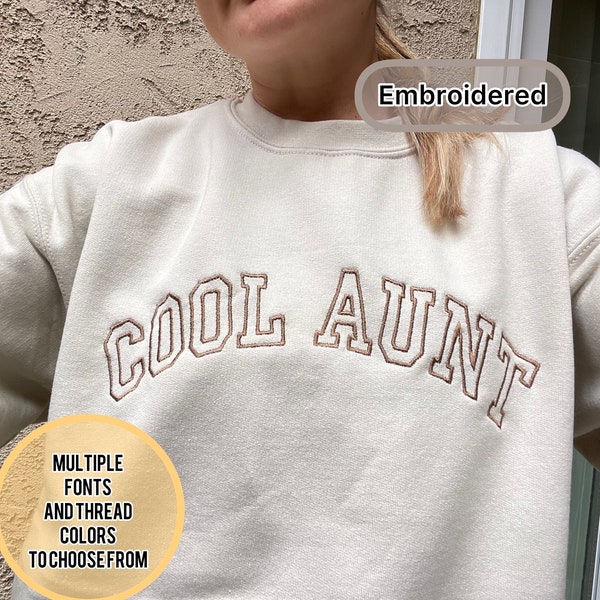Cool Aunt Embroidered Sweatshirt Cool Aunts Club Sweatshirt, Custom Aunt Uncle Birthday Gift, Sister Gifts Auntie Oversized Minimal Crewneck