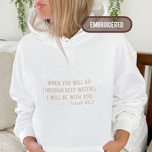 Embroidered Sweatshirt Crewneck | Bible Verse Isaiah 43:2 Sweatshirts Hoodies | Christian Sweatshirts | Hoodie | Embroidery Crewnecks