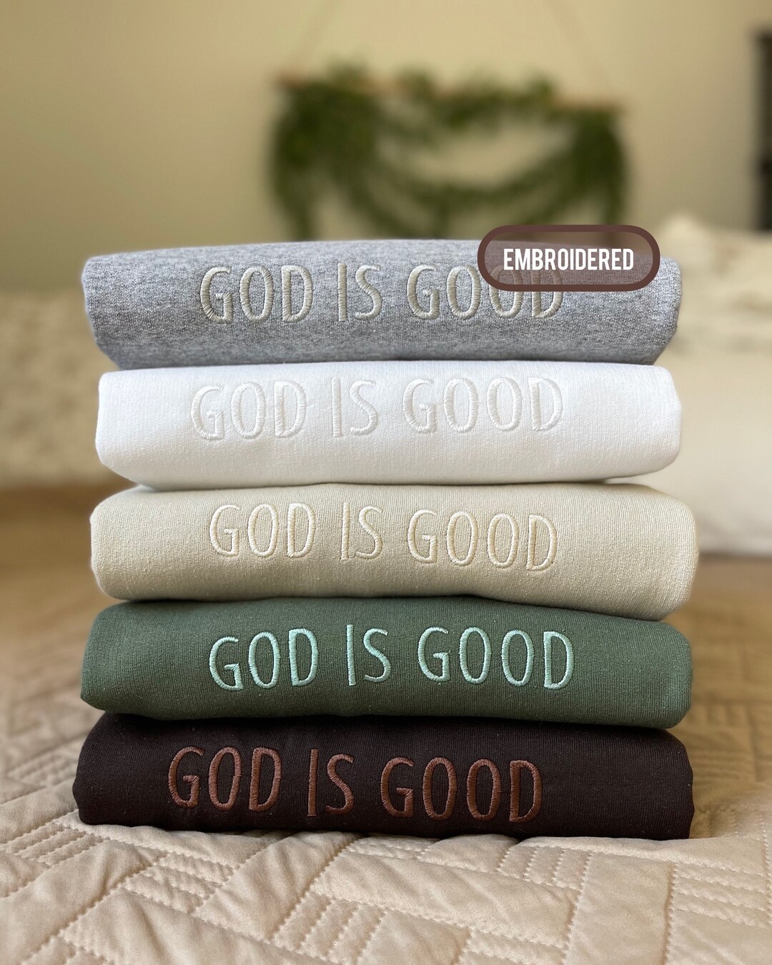 Good is Good Embroidered Crewneck, Christian Based Clothing, God is