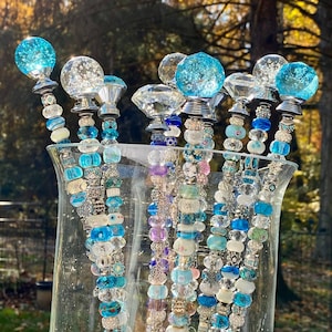 Snowflakes that sparkle all year, prisms, garden gift, teacher gift, beaded garden stakes, personalized colors, MOTHER’S DAY