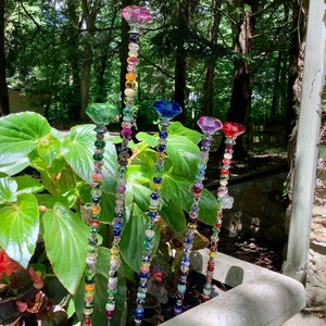 Tall 16” Fairy Garden Stake, beaded stake, garden art, sun catcher, MOTHER’S DAY