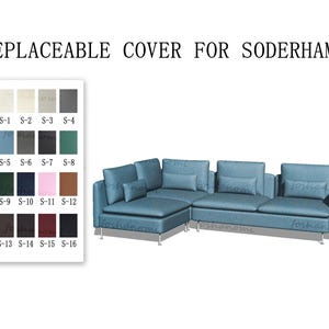 Replaceable Sofa Covers For SÖDERHAMN 4 Seats with corner and 1 open end(1 Small Armrest+3 Seats+Corner+1 seat),covers for Soderhamn sofa