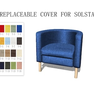 May include: A blue armchair with wooden legs. A color chart shows 16 different fabric options for the chair, labeled Y-1 through Y-16.