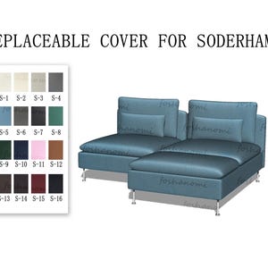 Capas de sofá substituíveis para SÖDERHAMN (1 assento + chaise), capas de sofá, capa de sofá Soderhamn, capas de sofá para Soderhamn, capa de sofá, capas de sofá