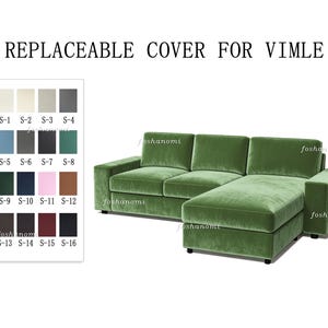 Replaceable Sofa Covers For VIMLE(2 seats+1 chaise,2 seats bed+1 chaise),500 + fabric color options