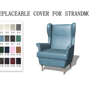 Replaceable Sofa Covers For STRANDMON(1 Seat,Footstool),Sofa Covers,Strandmon sofa covers,sofa cover,sofa covers for Armchairs,Couch covers