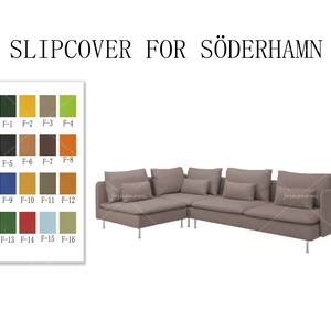 Replaceable Sofa Covers For SÖDERHAMN 4 Seats with corner and 1 open end(1 Small Armrest+3 Seats+Corner+1 seat),covers for Soderhamn sofa