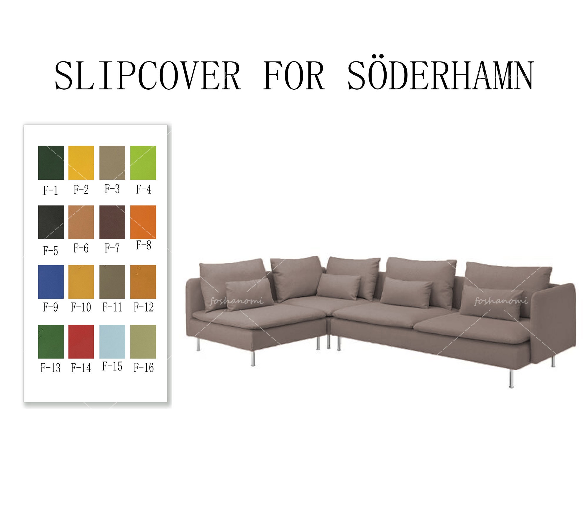 Copridivano componibile Soderhamn a 5 posti, copridivano su misura adatto  al divano componibile Soderhamn, centinaia di opzioni di tessuto, opzioni  multi colore -  Italia