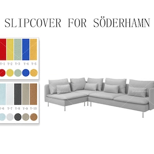 Replaceable Sofa Covers For SÖDERHAMN 4 Seats With Corner and 1 open end(1 Small Armrest+3 Seats+Corner+1 seat),covers for Soderhamn sofa