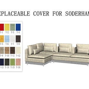 Replaceable Sofa Covers For SÖDERHAMN 4 Seats With Corner and 1 open end(1 Small Armrest+3 Seats+Corner+1 seat),covers for Soderhamn sofa