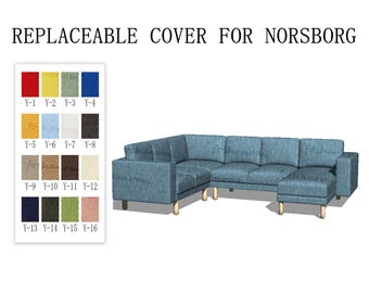 Capas de sofá substituíveis para NORSBORG (2 assentos + 1 canto + 2 assentos + 1 chaise), capa de sofá, capa de sofá Norsborg, capa para sofá Norsborg, capas de sofá