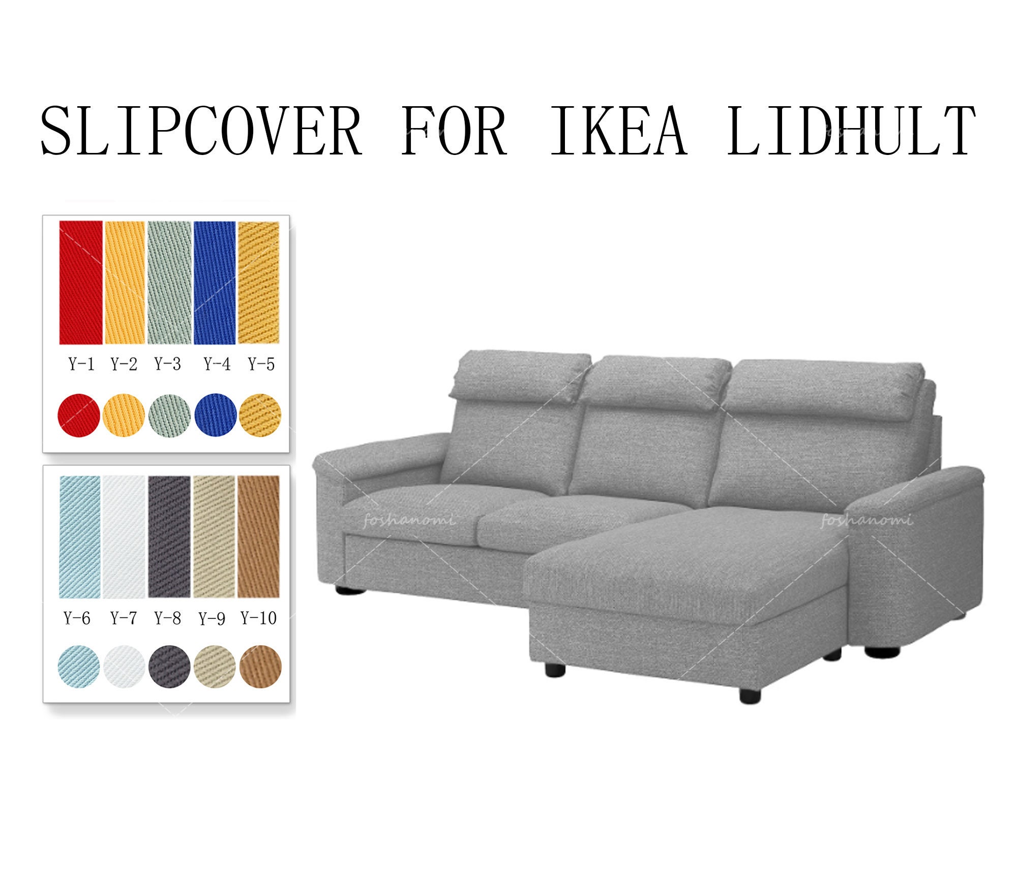 Replaceable Sofa Covers for IKEA LIDHULT3 Seats With Chaise 2