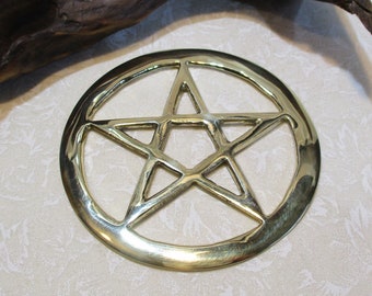 Brass pentacle altar tile, 3" diameter altar coin, platen #11158