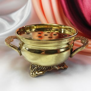 Incense burner, brass cauldron with screen, perfect for burning resin incense, cones and sticks #20579