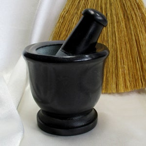 Mortar and pestle, spice and herb grinder, black soapstone, 2-3/4&quot; tall #20243