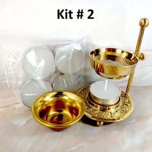 TreegoArt Brass Incense Burner Holder - 4 Inch, For Loose Incense & Tealight Candle, Golden Finish